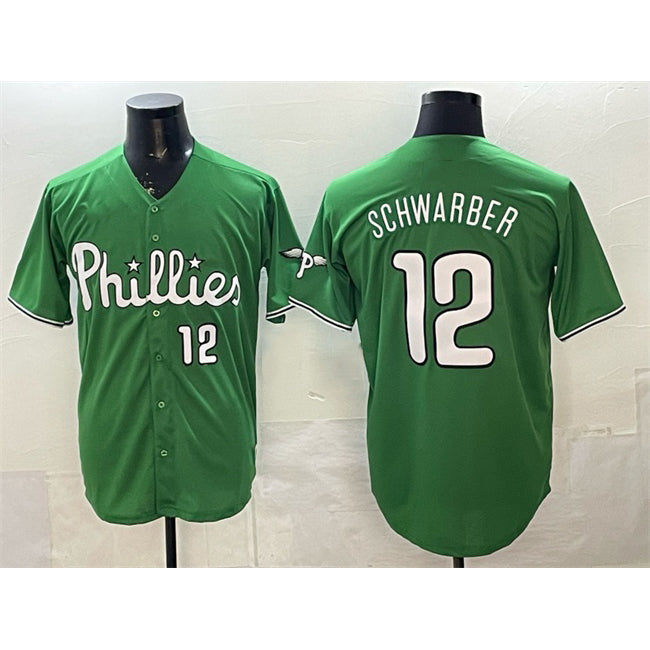 Philadelphia Phillies #12 Kyle Schwarber Green Puhics Limited Stitched Jersey