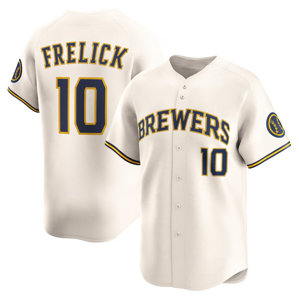 Milwaukee Brewers #10 Sal Frelick Cream Puhics Home Limited Player Jersey