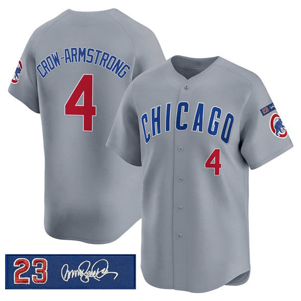 Chicago Cubs #4 Pete Crow-Armstrong Gray Puhics 'Ryne Sandberg Tribute' Vapor Limited V3 Stitched Jersey
