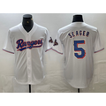 Texas Rangers #5 Corey Seager White Puhics 2023 World Series Champions Cool Base Jersey