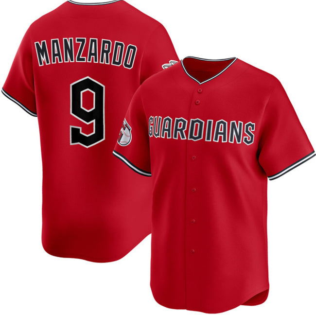 Cleveland Guardians #9 Kyle Manzardo Red Puhics Alternate Limited Stitched Jersey