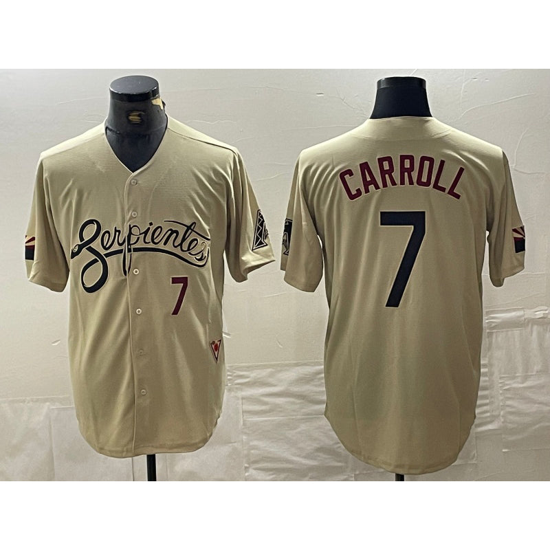 Arizona Diamondbacks #7 Corbin Carroll Number 2021 Gold Puhics City Connect Cool Base Stitched Jerseys