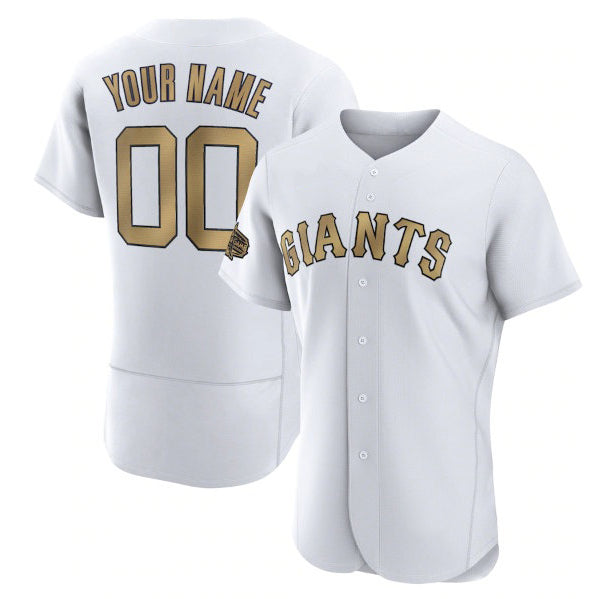 Custom San Francisco Giants Active Player White Puhics 2022 All-Star Flex Base Stitched Jersey