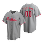 Custom Philadelphia Phillies Gray Puhics Stitched Cool Base Road Jersey