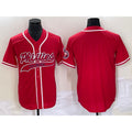 Philadelphia Phillies Blank Red Puhics Cool Base Stitched Jersey