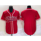 Philadelphia Phillies Blank Red Puhics Cool Base Stitched Jersey
