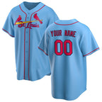 Custom St. Louis Cardinals Light Blue Puhics Alternate Replica Jersey