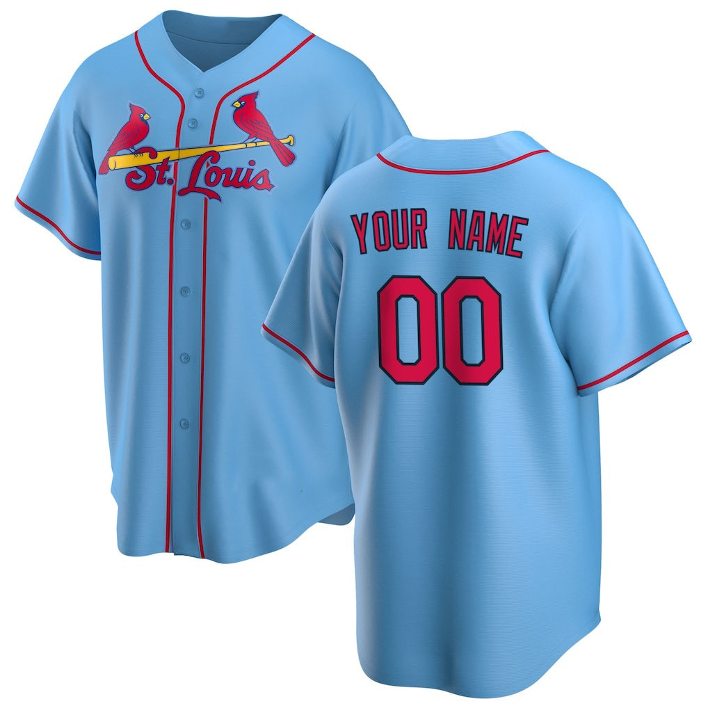 Custom St. Louis Cardinals Light Blue Puhics Alternate Replica Jersey
