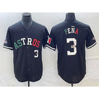 Houston Astros #3 Jeremy Pena Number Mexico Black Puhics Cool Base Stitched Jersey