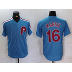 Philadelphia Phillies #16 Brandon Marsh Blue Puhics Cool Base Stitched Jersey