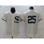 Chicago White Sox #25 Andrew Vaughn 2021 Cream Navy Puhics Field of Dreams Flex Base Stitched Jersey