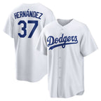 Los Angeles Dodgers #37 Teoscar Hernandez White Puhics Home Replica Jersey
