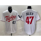 Minnesota Twins #47 Edouard Julien White Puhics Cool Base Stitched Jersey 1