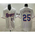 Texas Rangers #25 Jose Leclerc Number White Puhics 2024 Gold Collection Limited Cool Base Jerseys