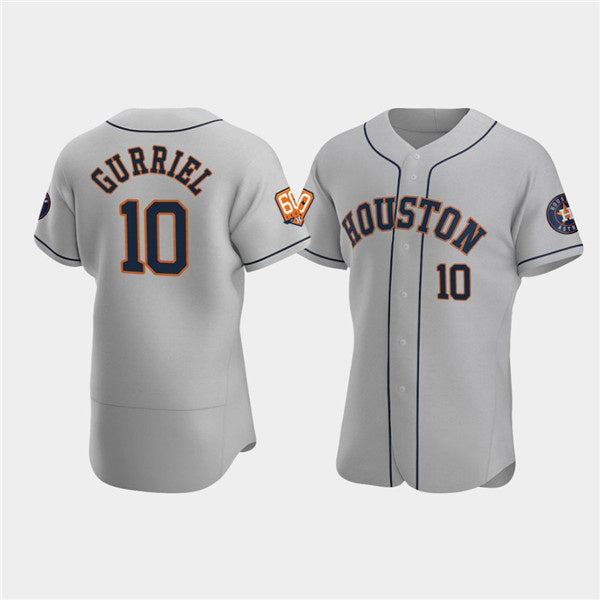 Houston Astros #10 Yuli Gurriel Gray Puhics 60th Anniversary Flex Base Stitched Jersey