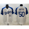 Los Angeles Dodgers #50 Mookie Betts White Puhics Blue Fashion Stitched Cool Base Limited Jersey 2