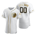 Custom Chicago Cubs White Puhics Stitched Flex Base Golden Edition Jersey