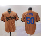 Los Angeles Dodgers #50 Mookie Betts Olive Puhics Cool Base Limited Stitched Jersey