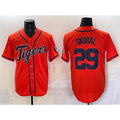 Detroit Tigers #29 Tarik Skubal Orange Puhics With Patch Cool Base Stitched Jersey