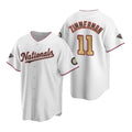 Washington Nationals #11 Ryan Zimmerman White Gold Puhics 2019 World Series Champions Stitched Cool Base Jersey