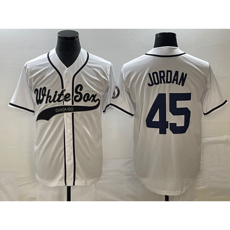 Chicago White Sox #45 Michael Jordan White Puhics Cool Base Stitched Jersey
