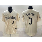 Philadelphia Phillies #3 Bryce Harper Cream Puhics Gothic Vapor Limited Stitched Jersey