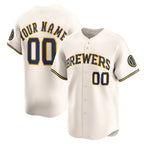 Custom Milwaukee Brewers Cream Puhics Home Limited Jersey
