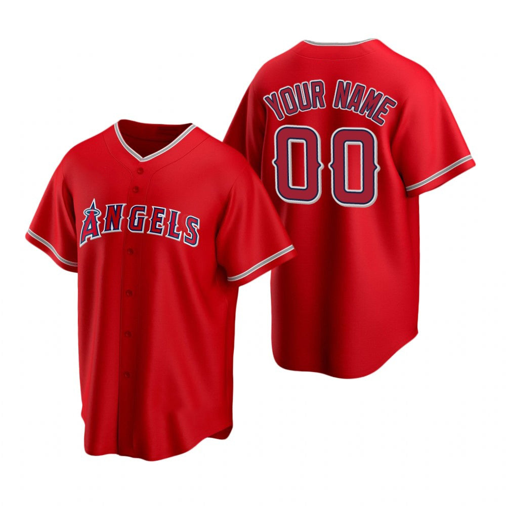 Custom Los Angeles Angels Red Puhics Stitched Cool Base Jersey