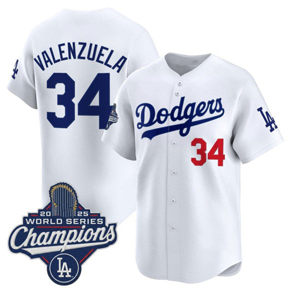 Los Angeles Dodgers #34 Fernando Valenzuela White Puhics 2025 Champions Stitched Jersey