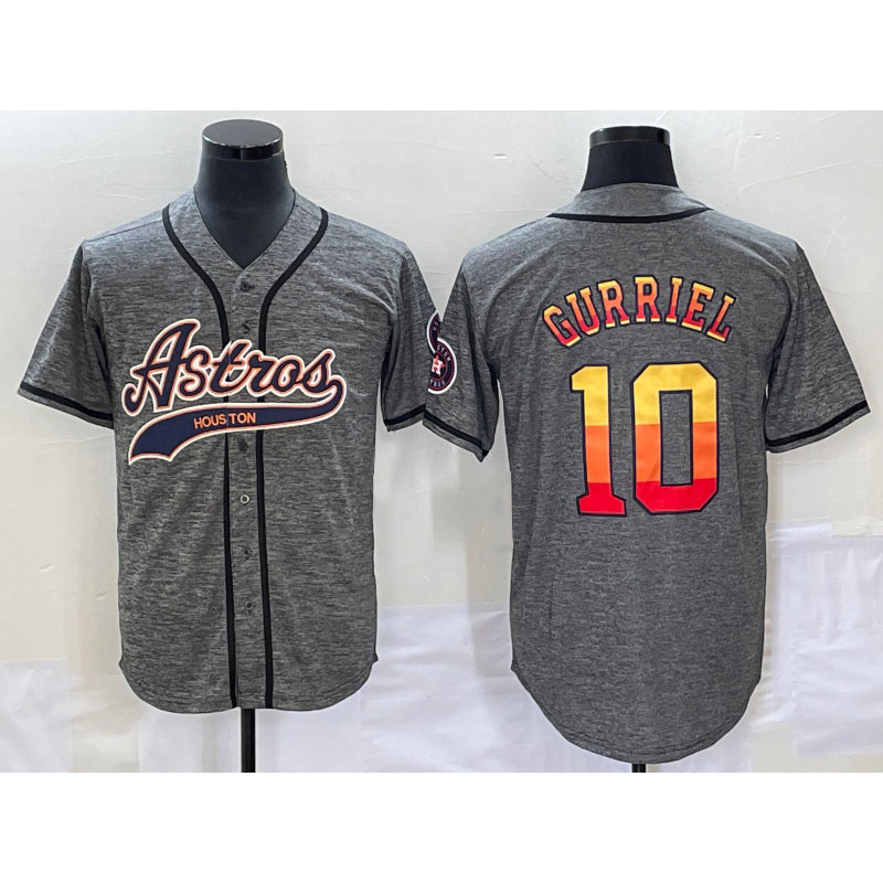 Houston Astros #10 Yuli Gurriel Grey Puhics Gridiron Cool Base Stitched Jersey 1
