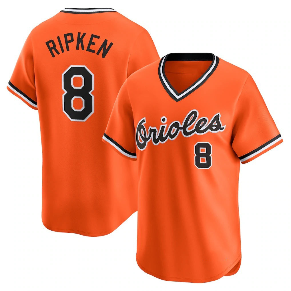 Baltimore Orioles #8 Cal Ripken Jr. Orange Puhics Throwback Cooperstown Limited Jersey