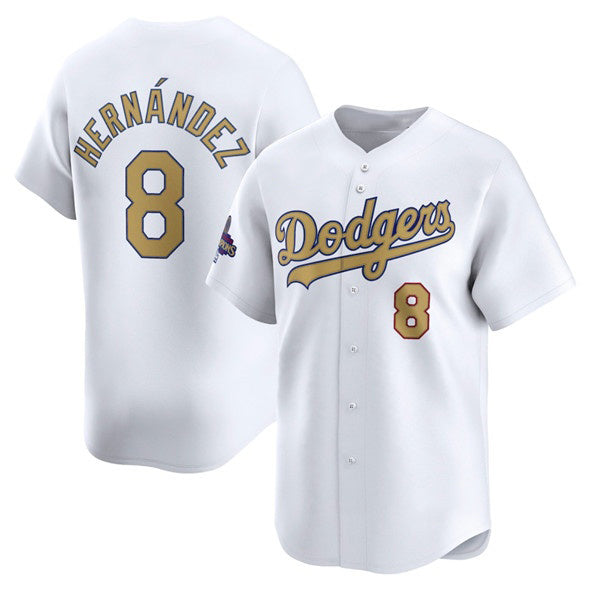 Los Angeles Dodgers #8 Enrique Hern¨¢ndez White Puhics 2025 Gold Collection Limited Stitched Jersey