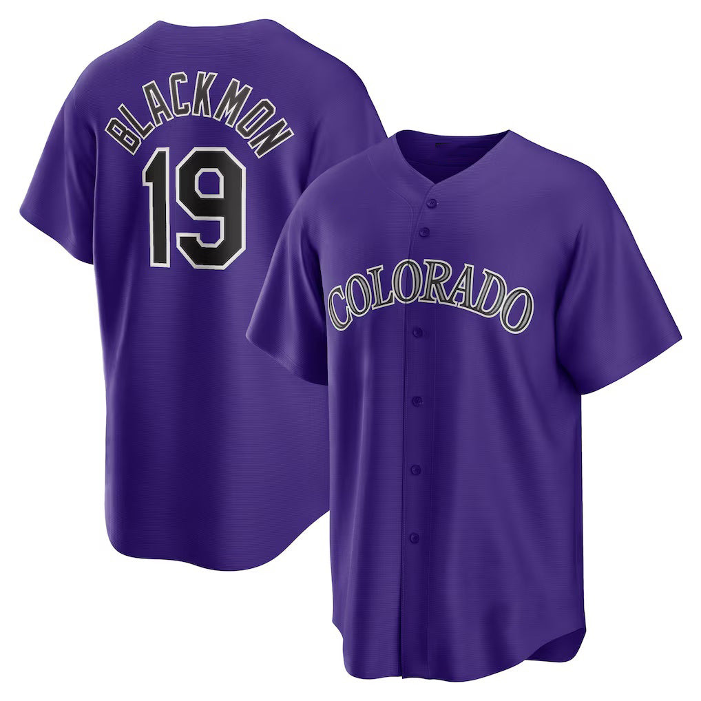 Colorado Rockies #19 Charlie Blackmon Purple Puhics Alternate Replica Player Name Jersey
