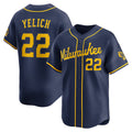 Milwaukee Brewers #22 Christian Yelich Navy Puhics Alternate Limited Jersey