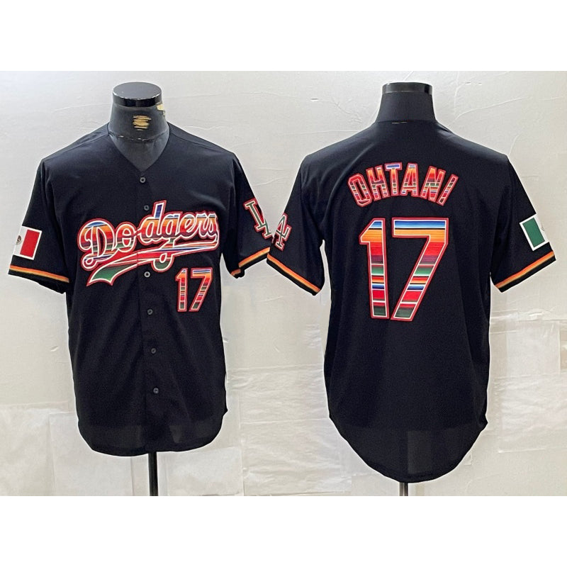 Los Angeles Dodgers #17 Shohei Ohtani Black Puhics Mexico Cool Base Stitched Jersey