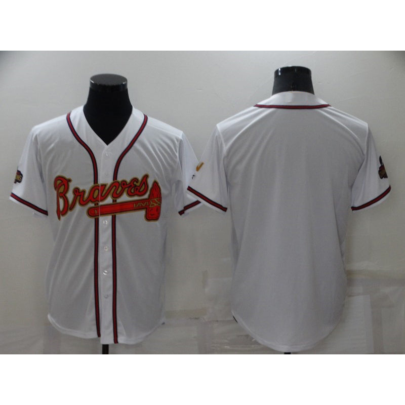 Atlanta Braves Blank 2022 White Gold Puhics World Series Champions Program Cool Base Stitched Jersey