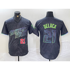 Tampa Bay Rays #21 Jonny DeLuca Number Charcoal Puhics 2024 City Connect Limited Stitched Jerseys 2