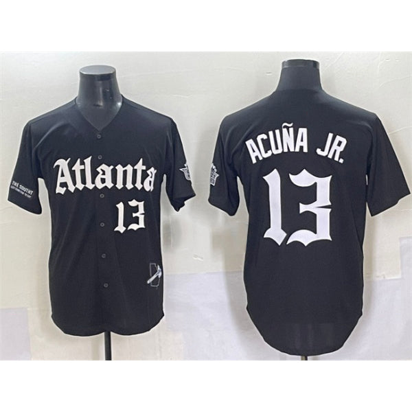 Atlanta Braves #13 Ronald Acuna Jr. Black Puhics Gothic South x Outkast Edition Vapor Limited Stitched Jersey