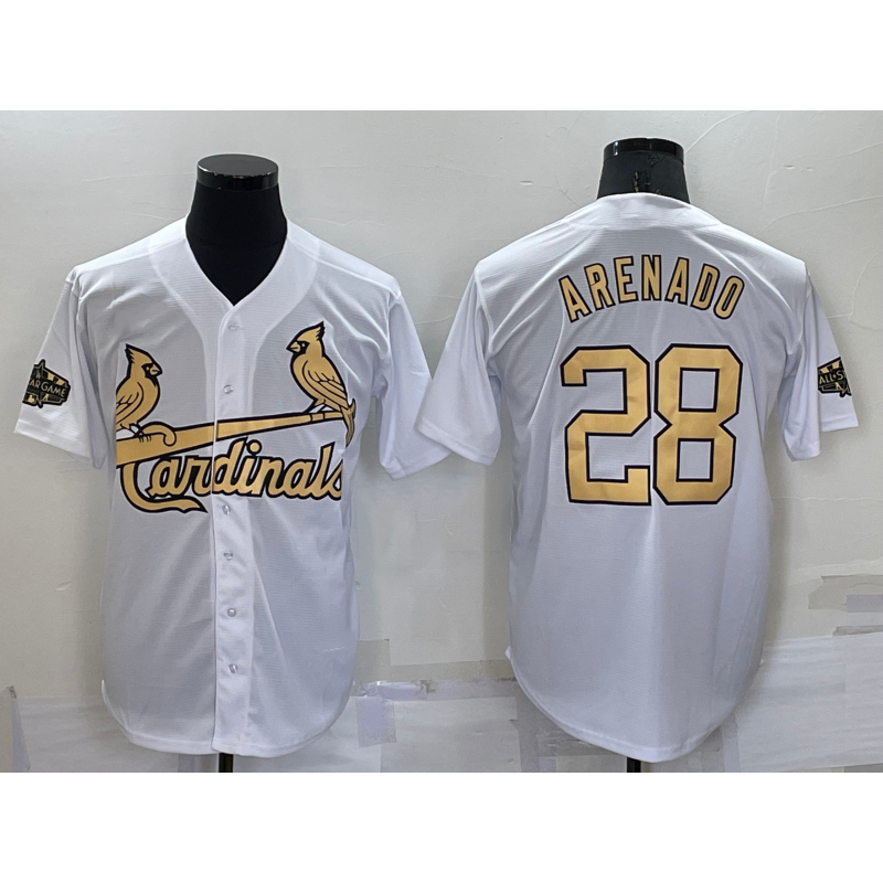 St. Louis Cardinals #28 Nolan Arenado White Puhics 2022 All Star Stitched Cool Base Jersey