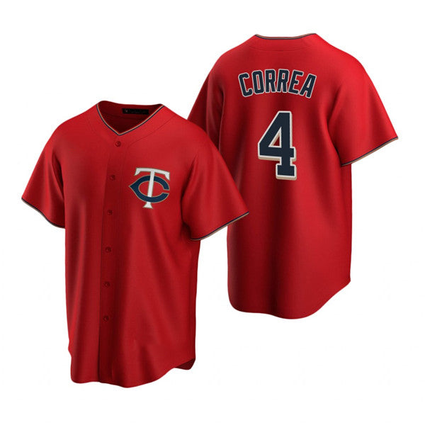 Minnesota Twins #4 Carlos Correa Red Puhics Cool Base Stitched Jersey