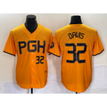 Pittsburgh Pirates #32 Henry Davis Number Yellow Puhics 2023 City Connect Stitched Jersey