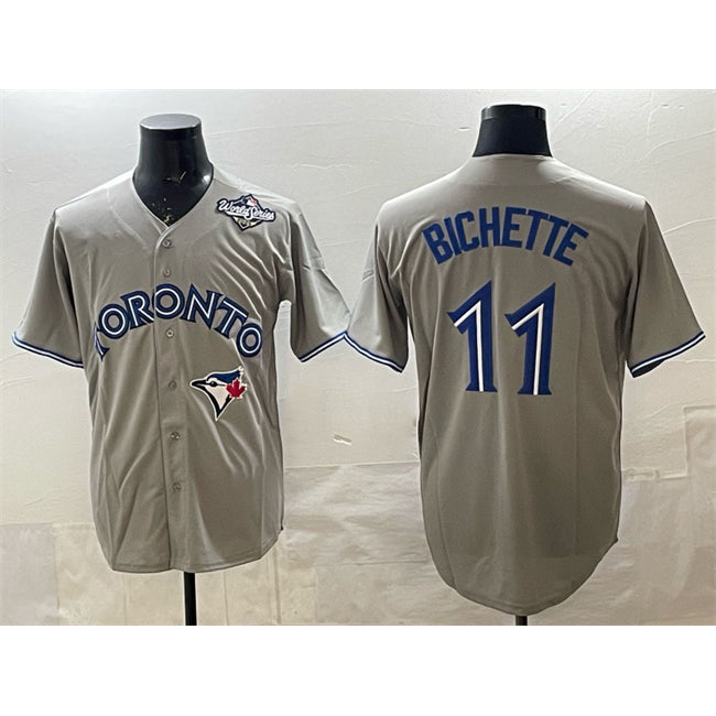 Toronto Blue Jays #11 Bo Bichette Gray Puhics 2025 World Series Home Cool Base Stitched Jersey