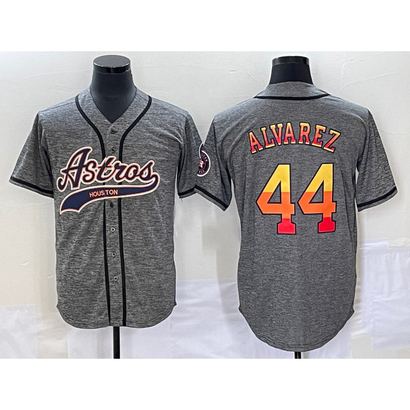 Houston Astros #44 Yordan Alvarez Grey Puhics Gridiron Cool Base Stitched Jersey