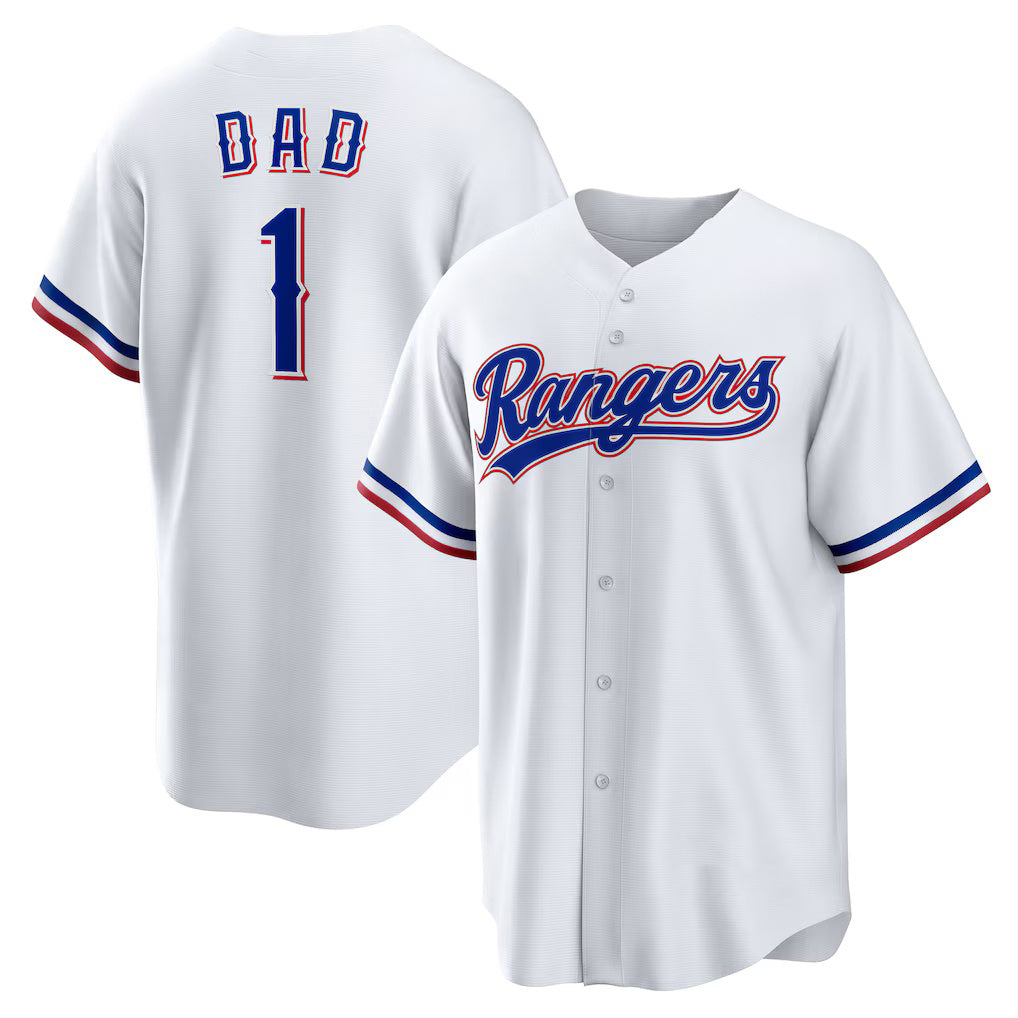 Texas Rangers #1 Dad Home White Puhics Replica Jersey