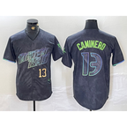 Tampa Bay Rays #13 Junior Caminero Number Charcoal Puhics 2024 City Connect Limited Stitched Jerseys