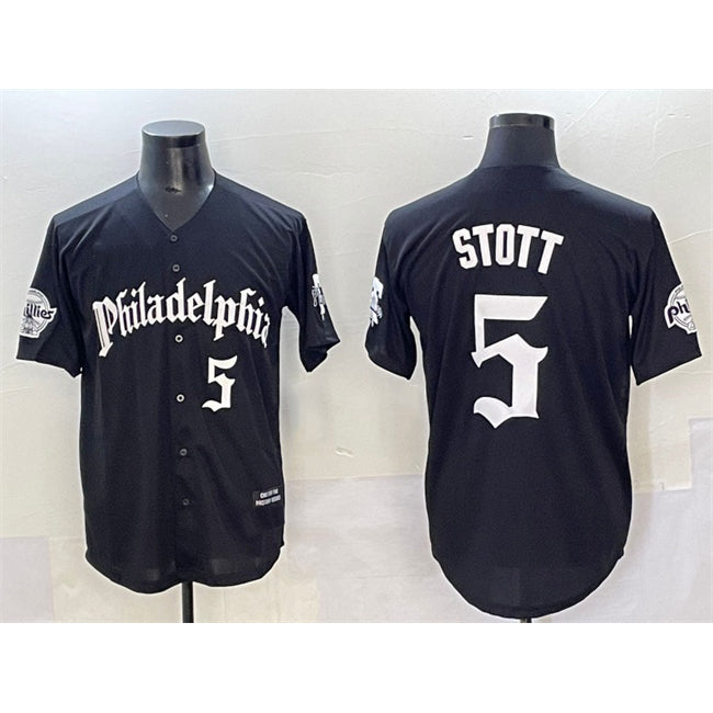 Philadelphia Phillies #5 Bryson Stott Black Puhics Gothic Vapor Limited Stitched Jersey