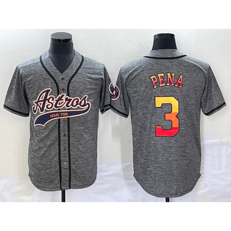 Houston Astros #3 Jeremy Pena Grey Puhics Gridiron Cool Base Stitched Jersey