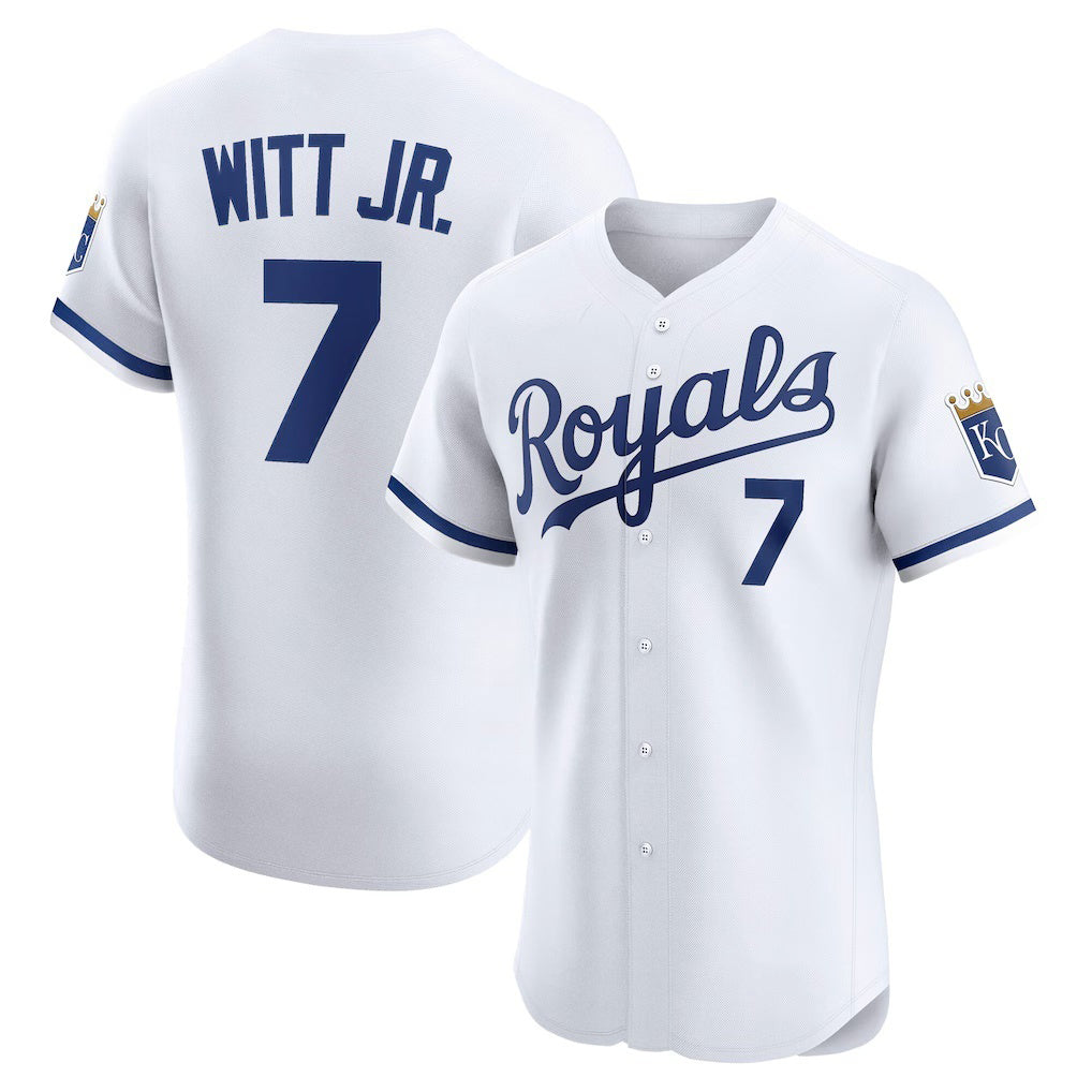 Kansas City Royals #7 Bobby Witt Jr. White Puhics Home Elite Player Jersey