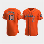 Houston Astros #10 Yuli Gurriel Orange Puhics 60th Anniversary Flex Base Stitched Jersey
