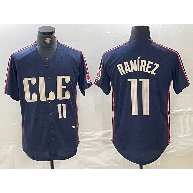 Cleveland Guardians #11 Jose Ramirez Number Navy Puhics 2024 City Connect Limited Stitched Jersey